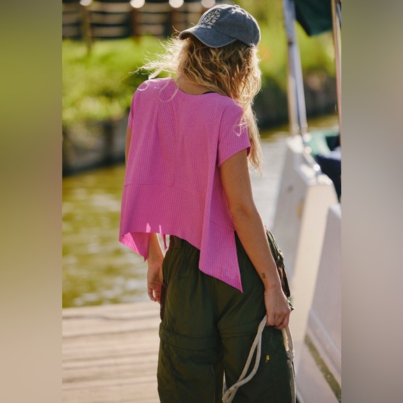 FP MOVEMENT by FREE PEOPLE Tempo Ribbed Short-Sleeve Tee TOP - Picture 2 of 4